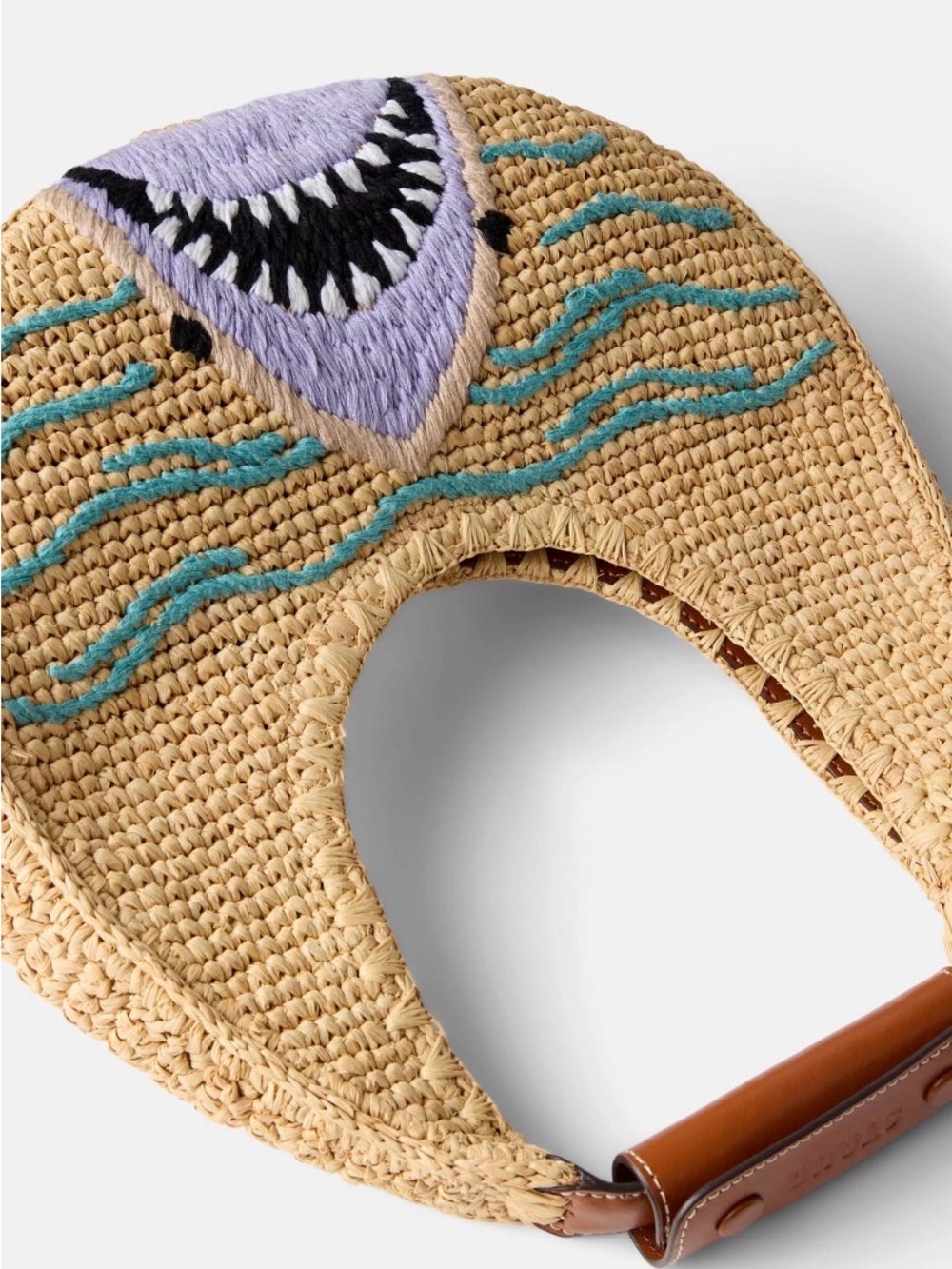 Staud Moon Shark Great White Raffia Shoulder Bag handbag - Picture 4 of 9
